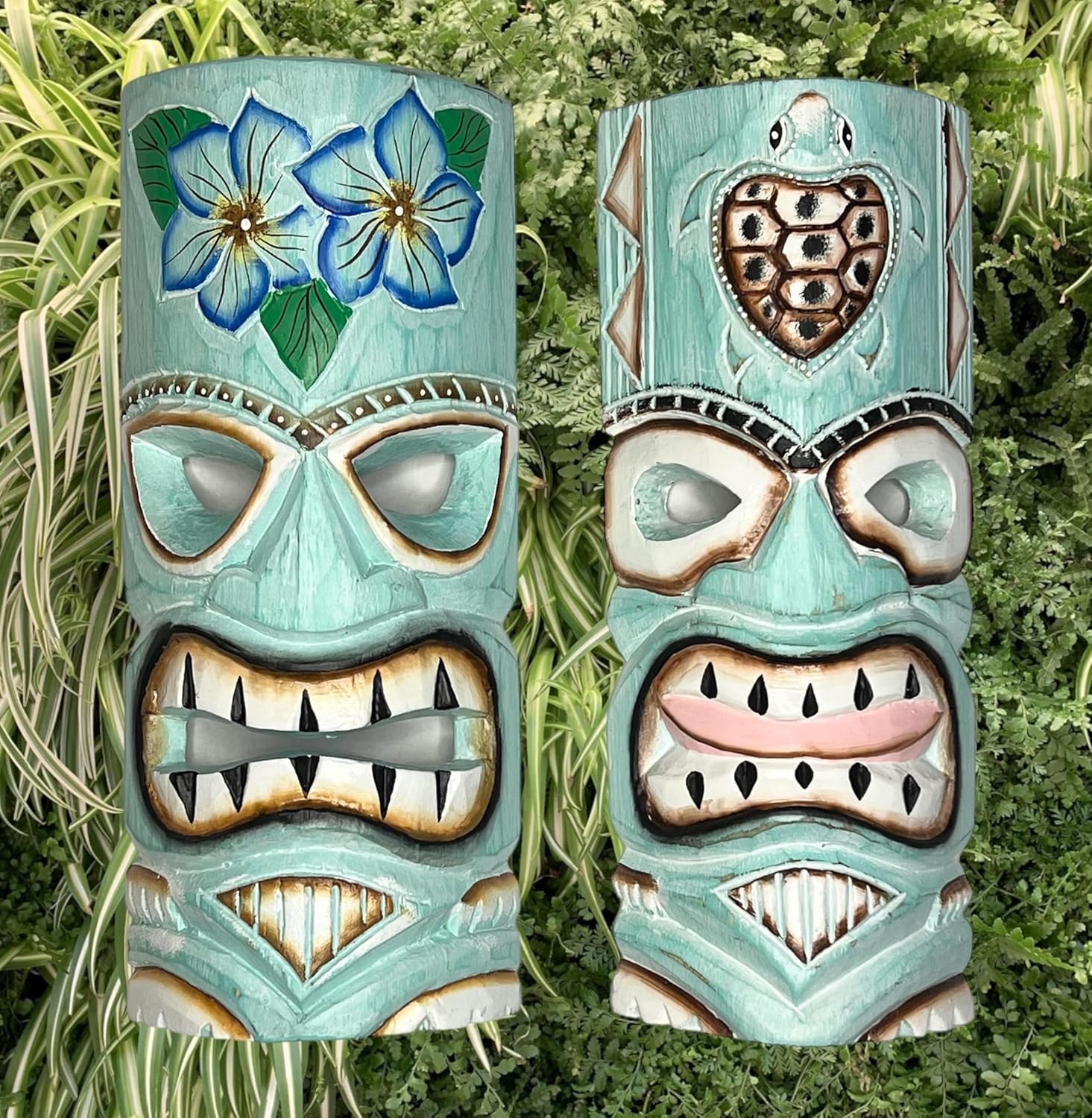 2個セット – アクアティール ティキマスク – ユニークな手彫りの